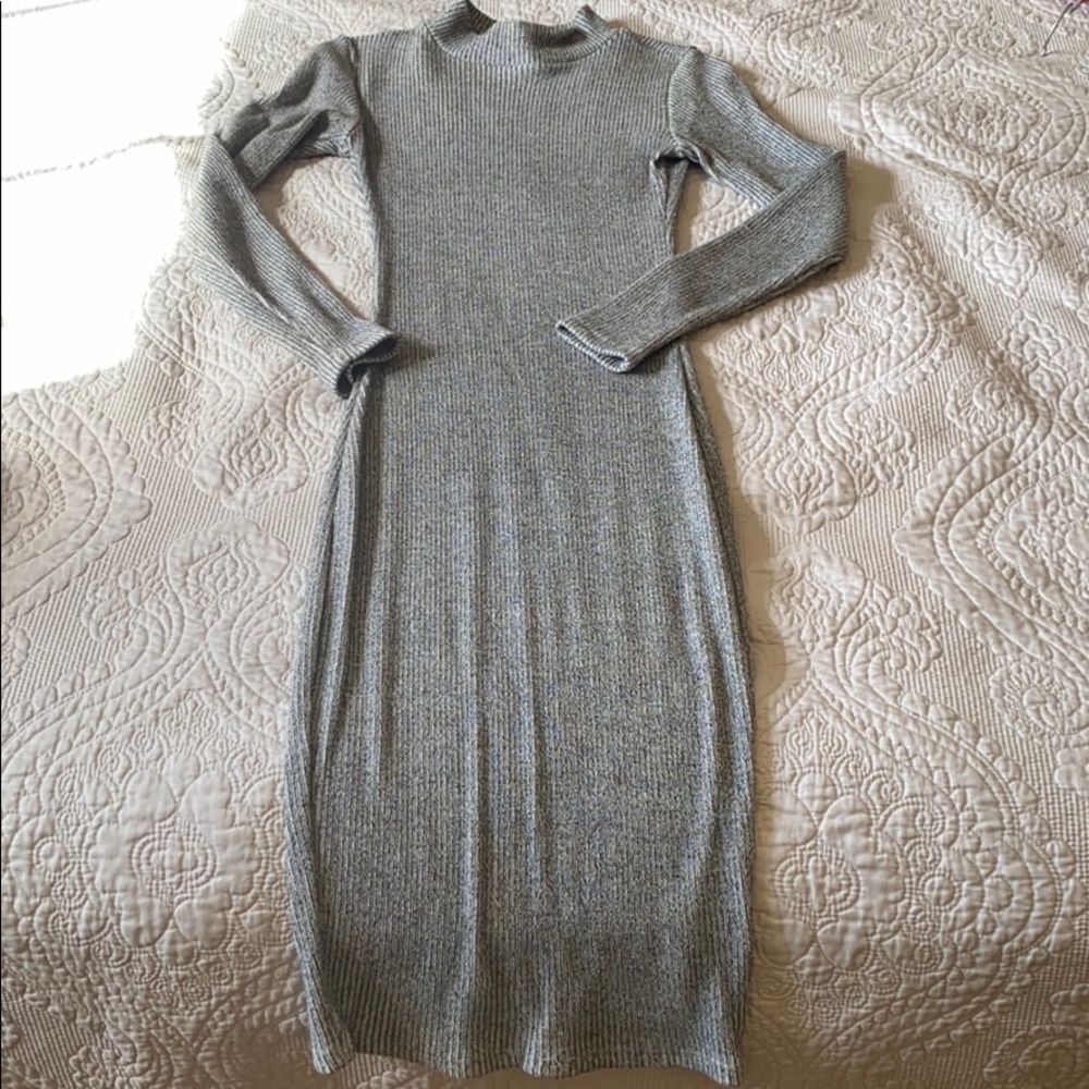 Gray sweater midi dress